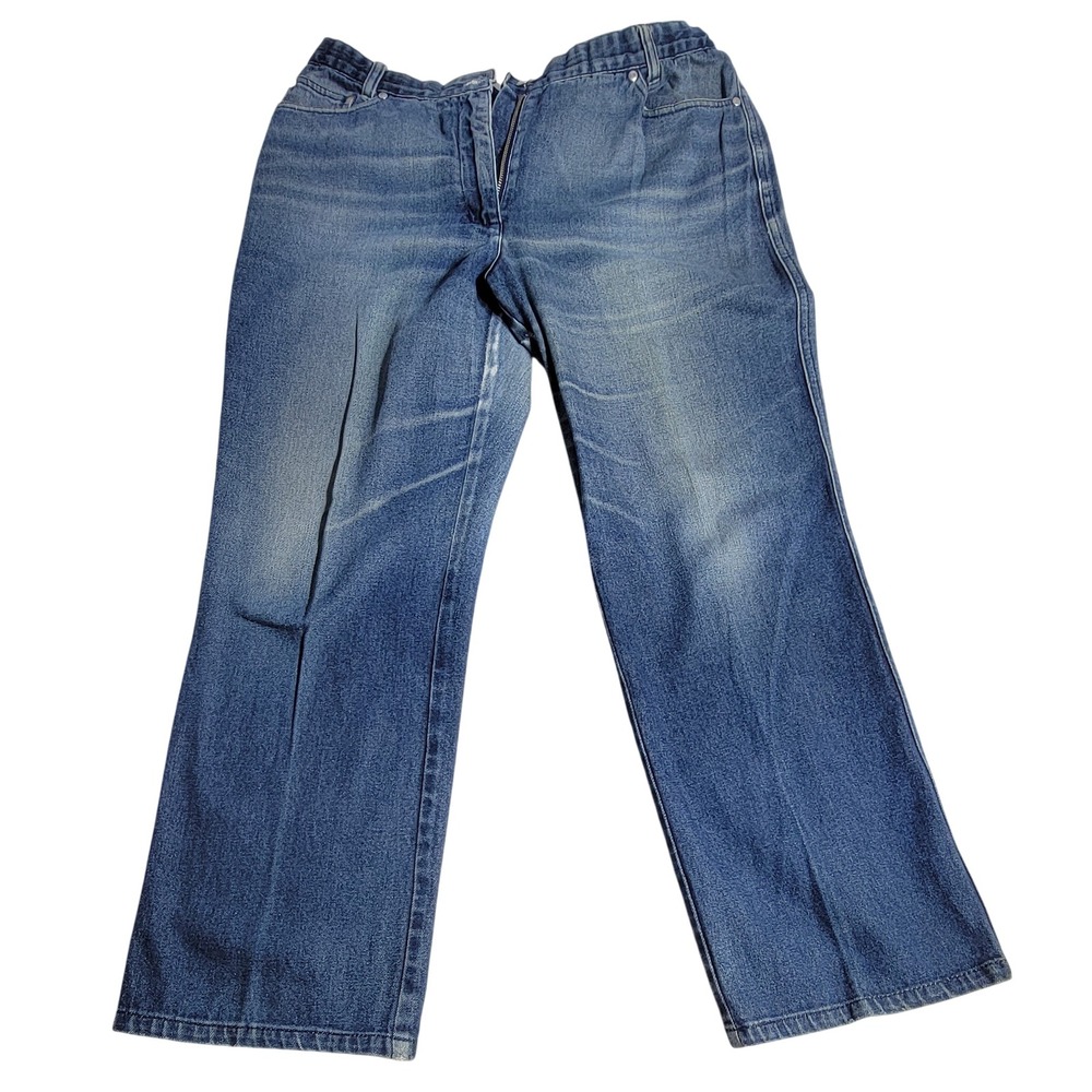 Fair Lady Vintage High Waisted Straight Leg Jeans Blue Wash Elastic Back size 32